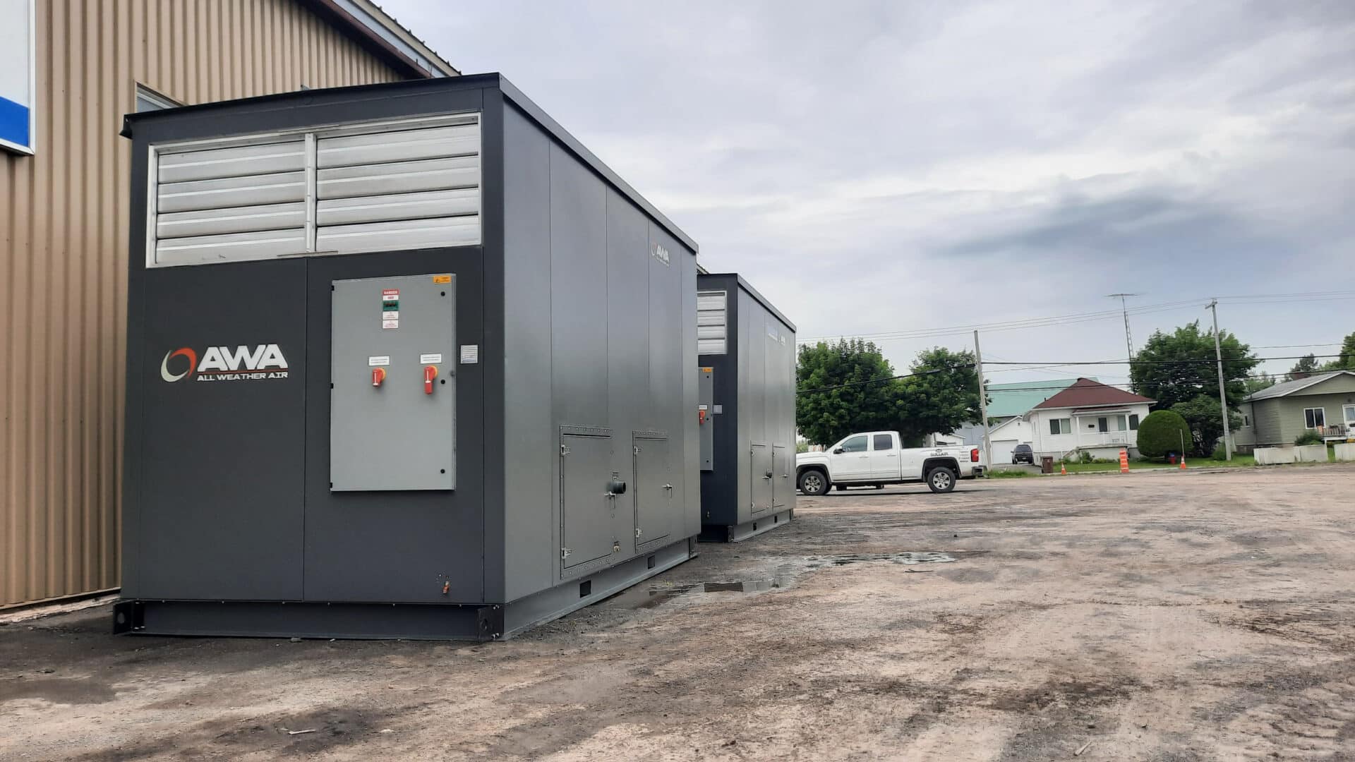 AWA outside site near a building